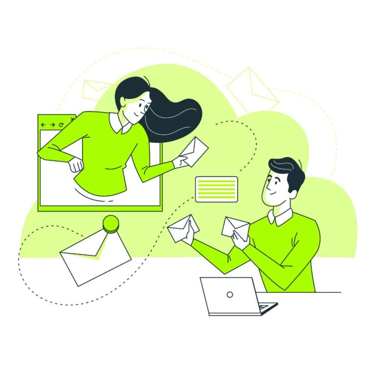 Illustration of email marketing services connecting dental patients through communication.