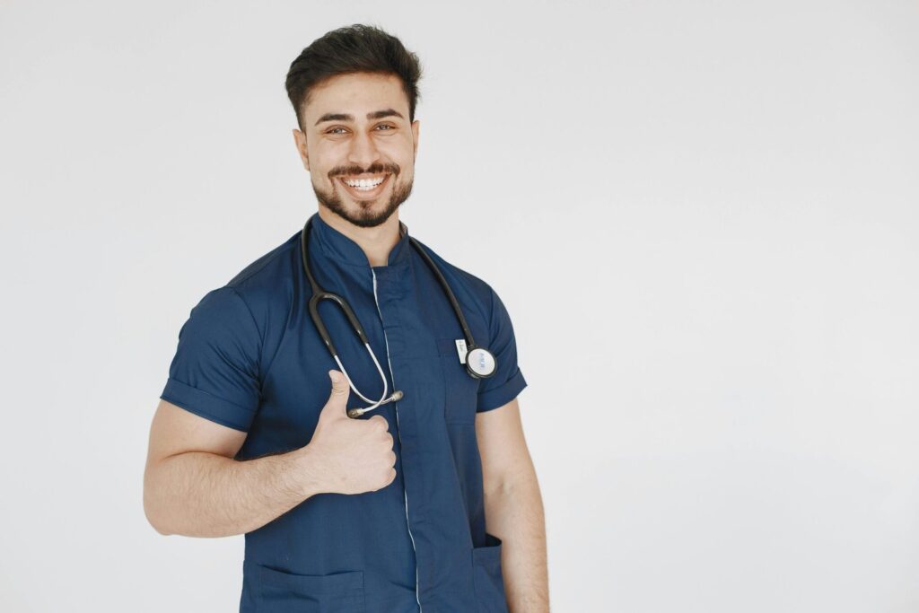 Website Design & Development Health Brand Tech a doctor with thumb up